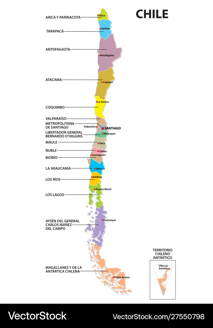 Chile Administrative Map Vector Image