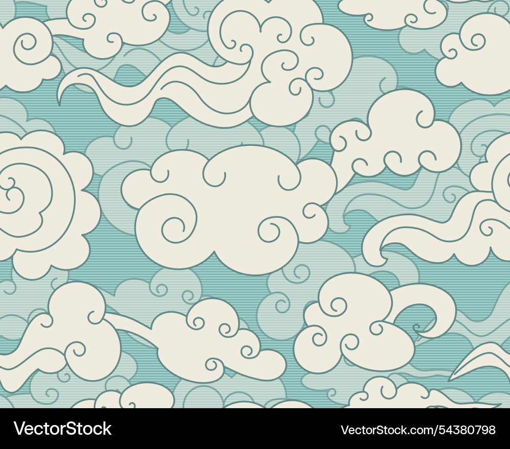 Clouds seamless pattern in oriental style Vector Image