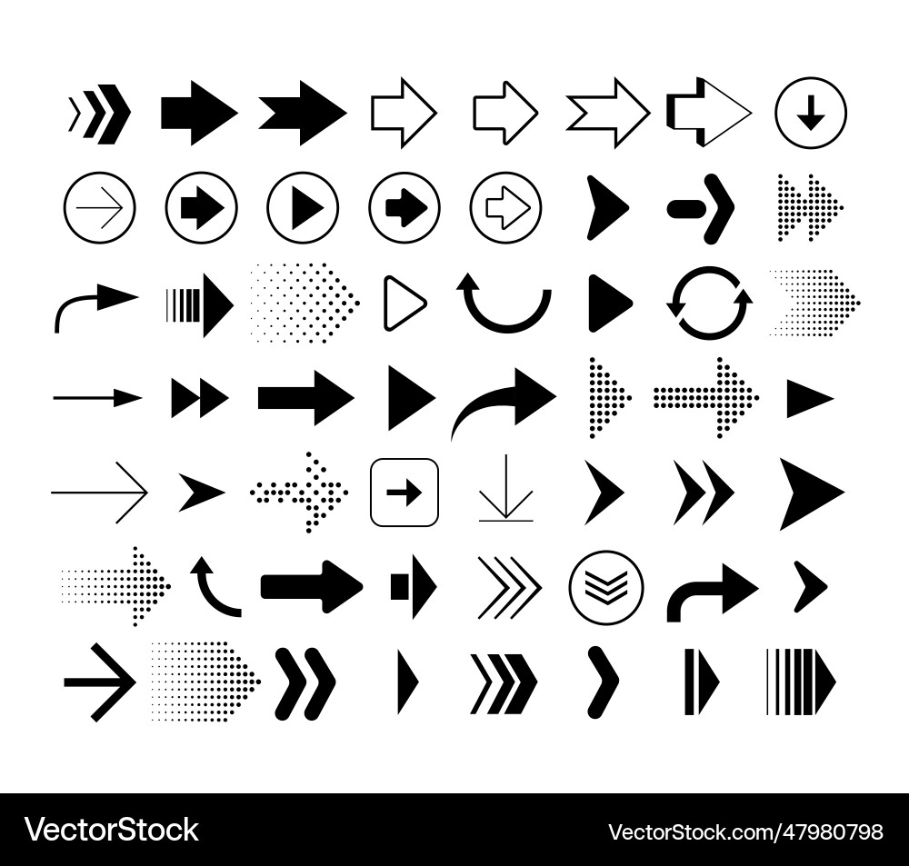 Collection of different shape arrows set Collection of different shape arrows set Vector Image