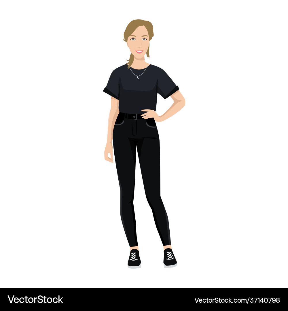 Cool standing woman pose with hand on hip Cool standing woman pose with hand on hip vector image