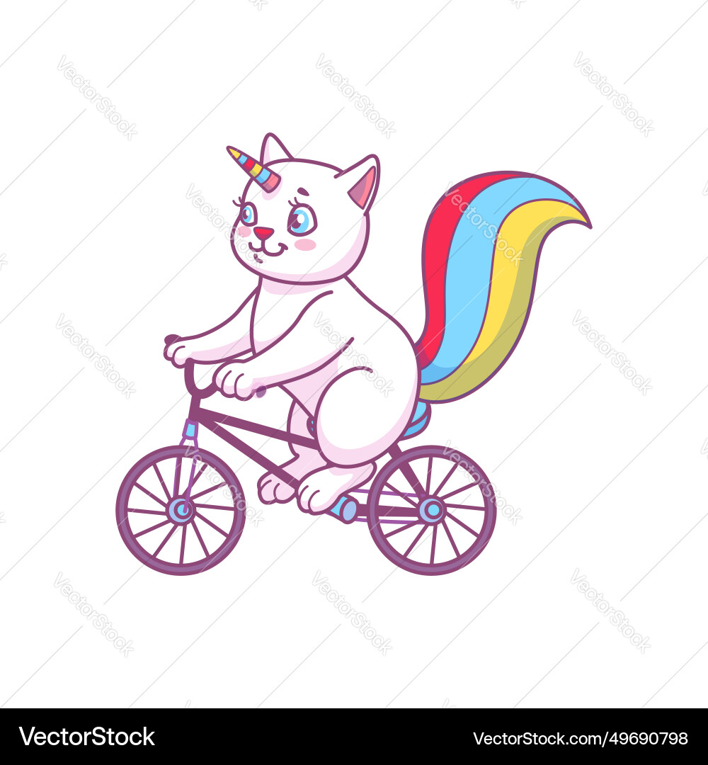 Cute Cat Riding Bicycle - Capricorn Vector Image