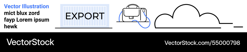 Export process with text packed container cloud Export process with text packed container cloud vector image