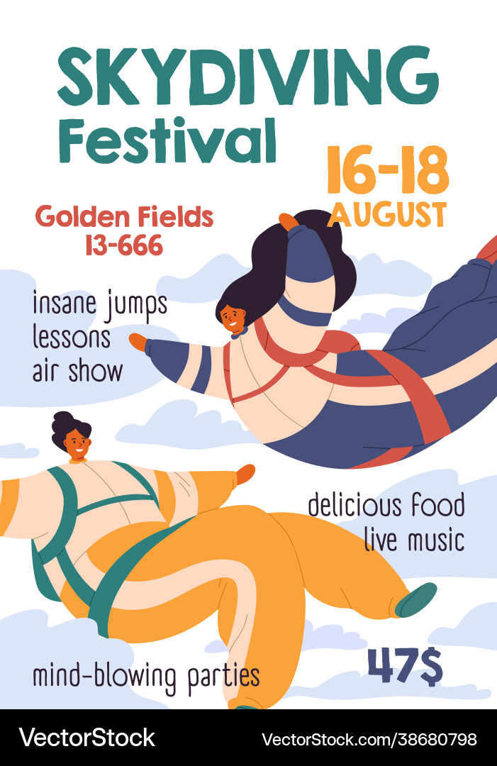 Flyer template skydiving festival vertical ad vector image