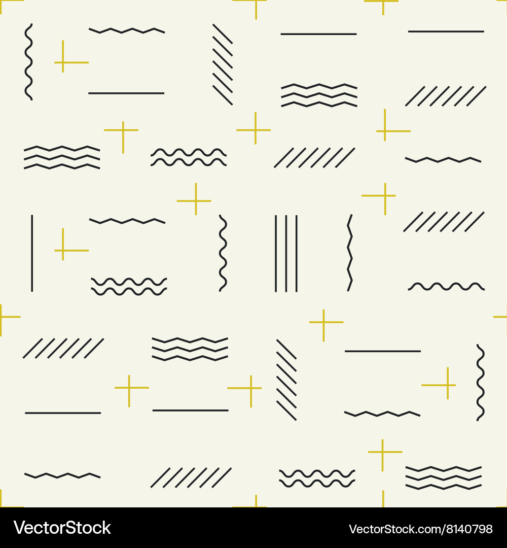 Geometric lines seamless pattern with golden vector image