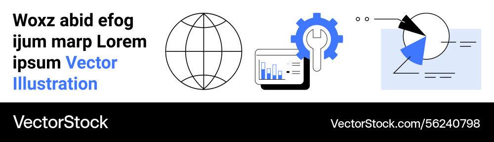 Global data analysis with charts graphs and gear Global data analysis with charts graphs and gear vector image