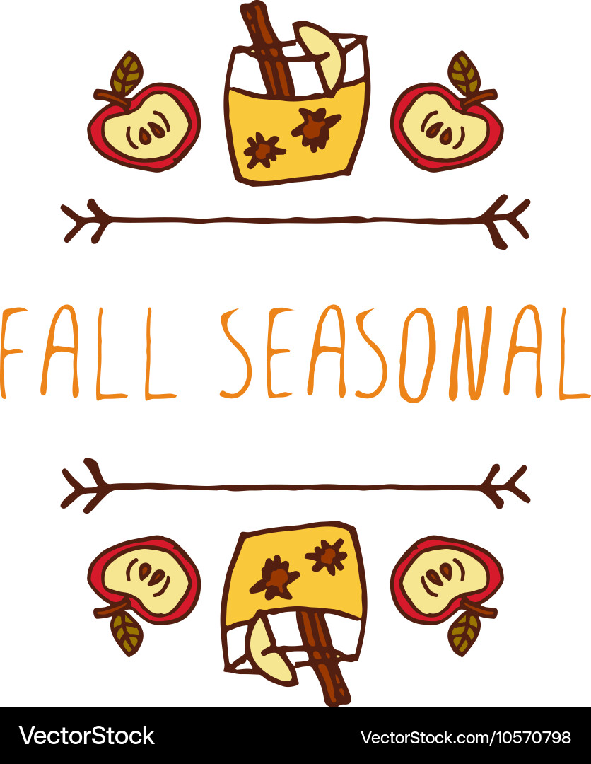 Handdrawn autumn element with text Vector Image