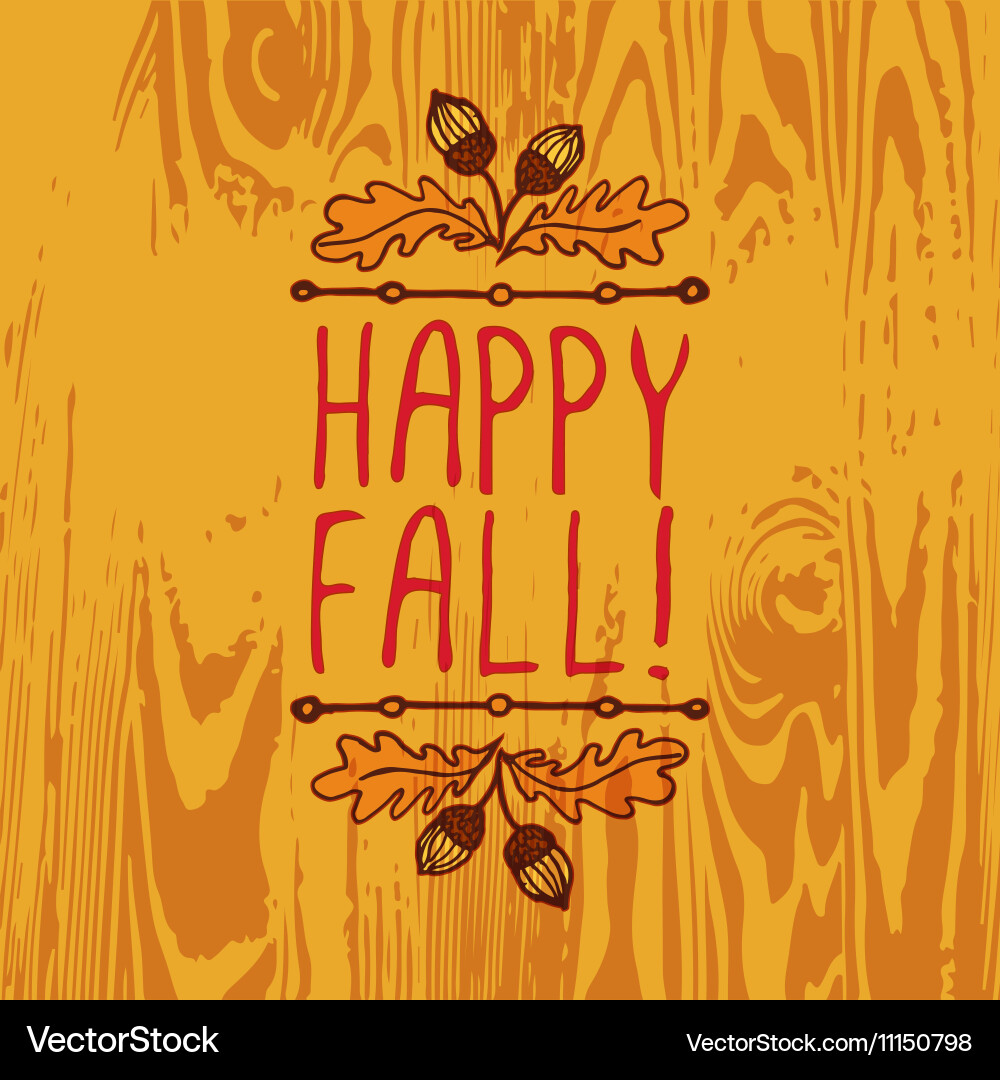 Handdrawn autumn element with text vector image