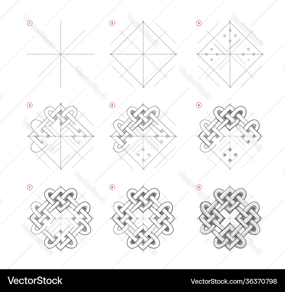 Page shows how to learn draw sketch celtic Page shows how to learn draw sketch celtic vector image