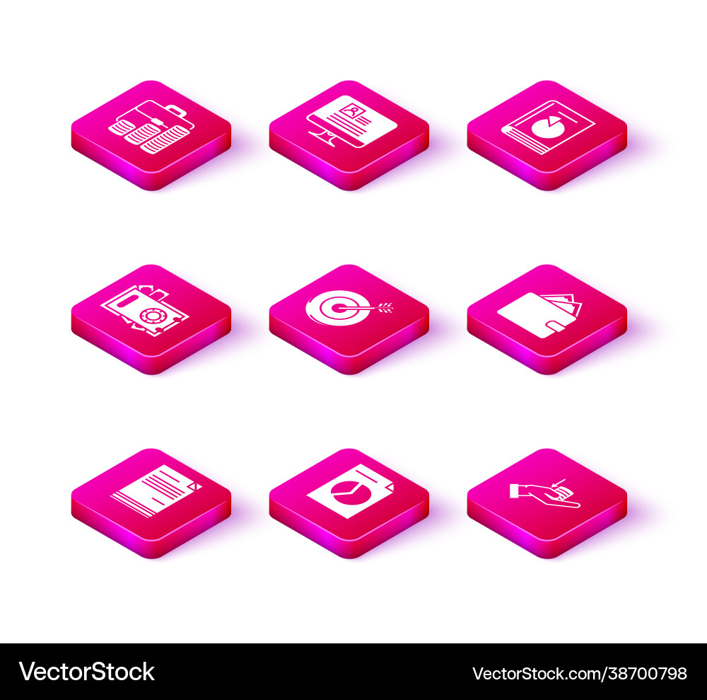Set document with graph chart safe and money Set document with graph chart safe and money Vector Image