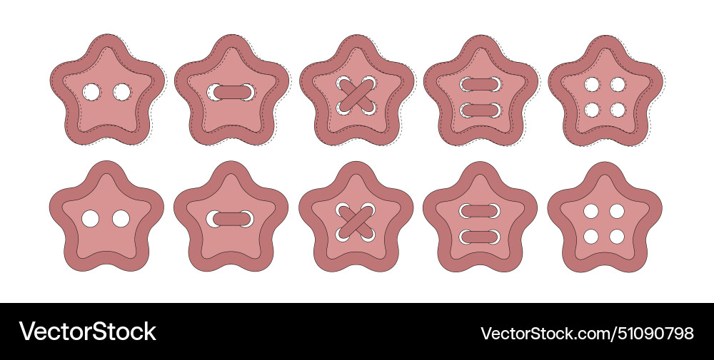 Set of pink star buttons button with two and four Set of pink star buttons button with two and four Vector Image