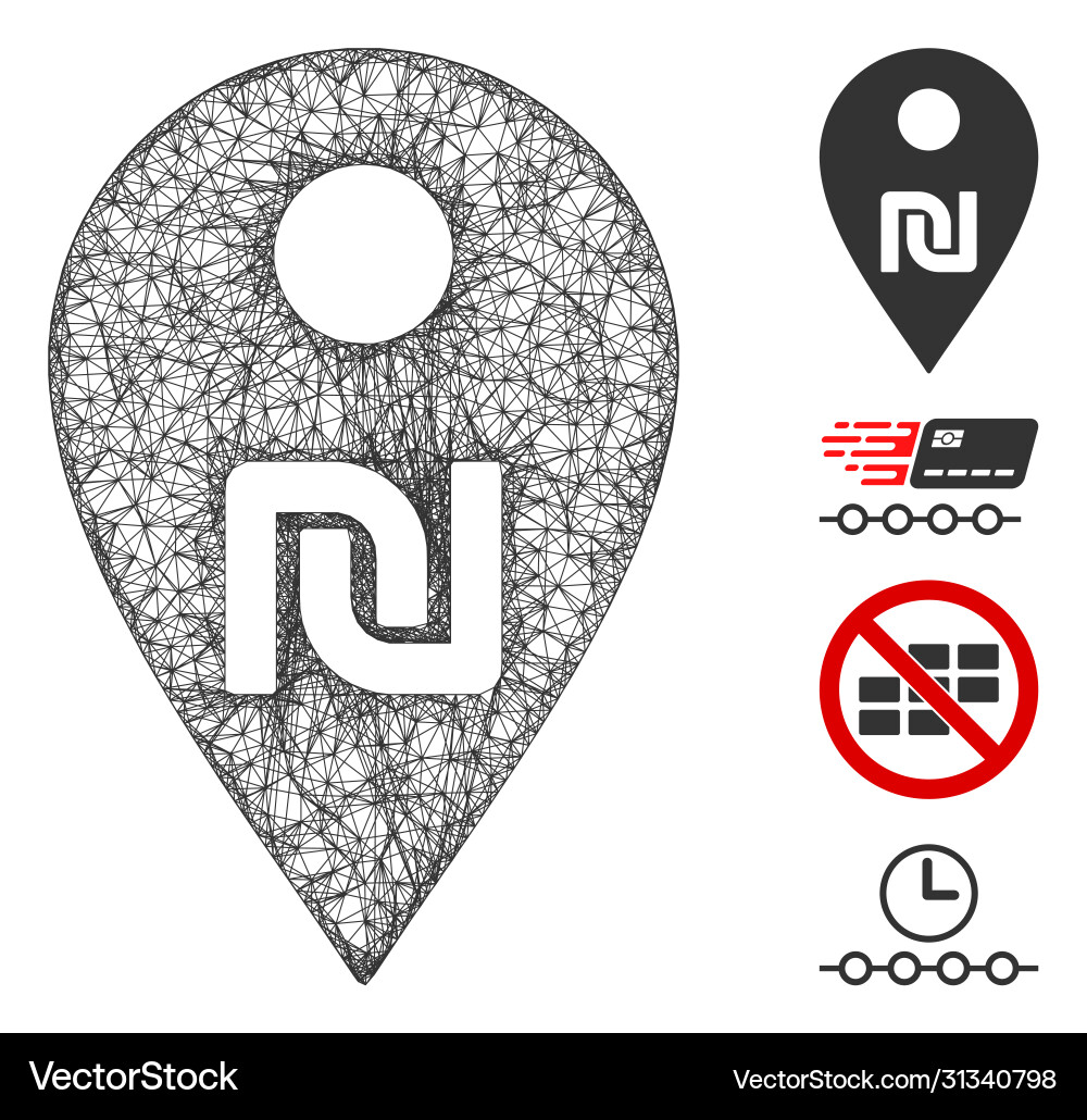 Shekel map marker web mesh Vector Image