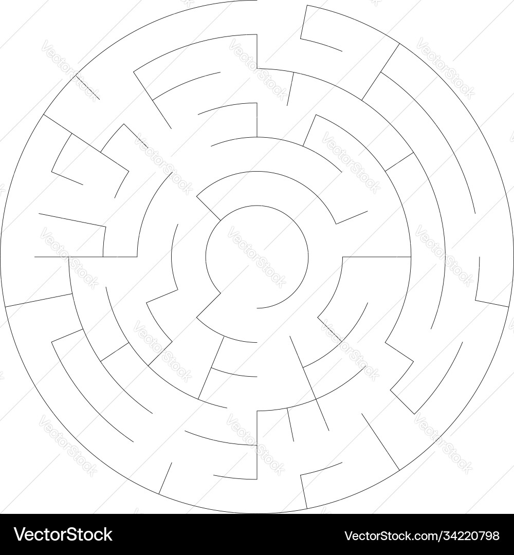 Solvable circle circular maze labyrinth puzzle Vector Image