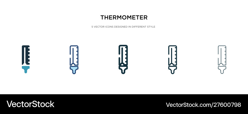 Thermometer icon in different style two colored Vector Image