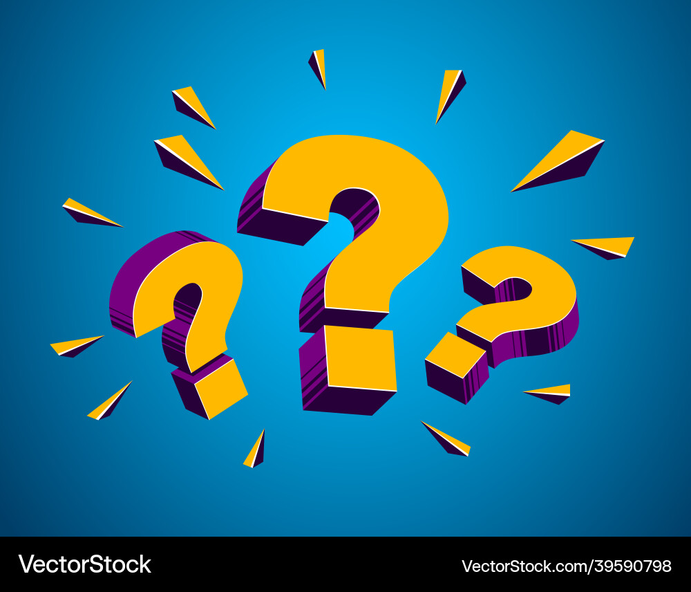 Three 3d question marks query symbol icon design Three 3d question marks query symbol icon design vector image
