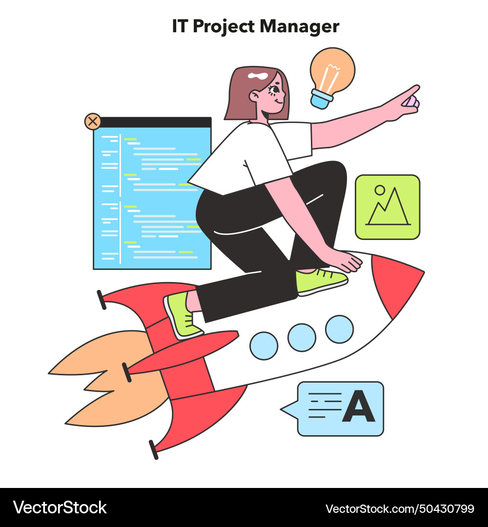An it project manager propels projects forward An it project manager propels projects forward vector image