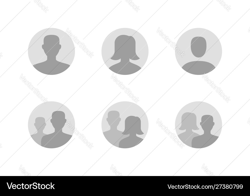 Avatar flat icon set default anonymous user Avatar flat icon set default anonymous user vector image