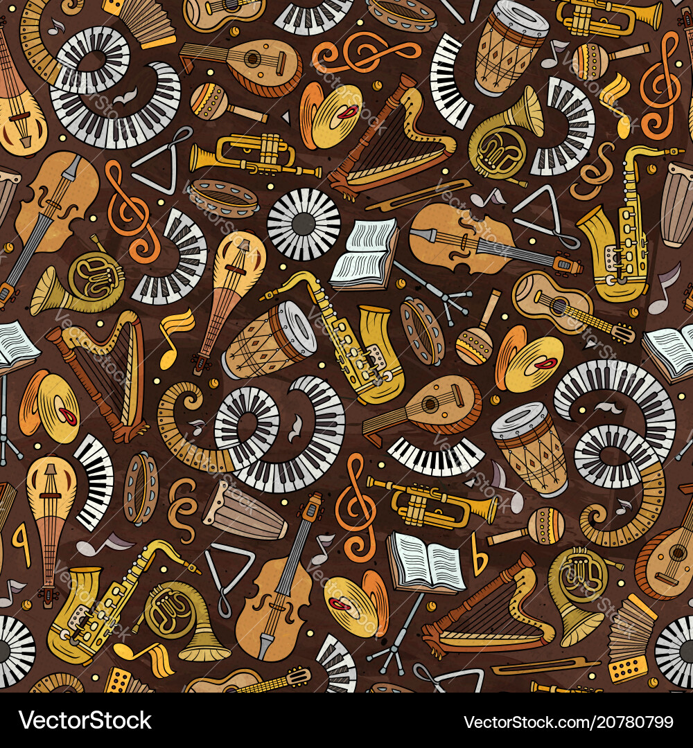 Classic Music Pattern - Instruments & Notes vector image