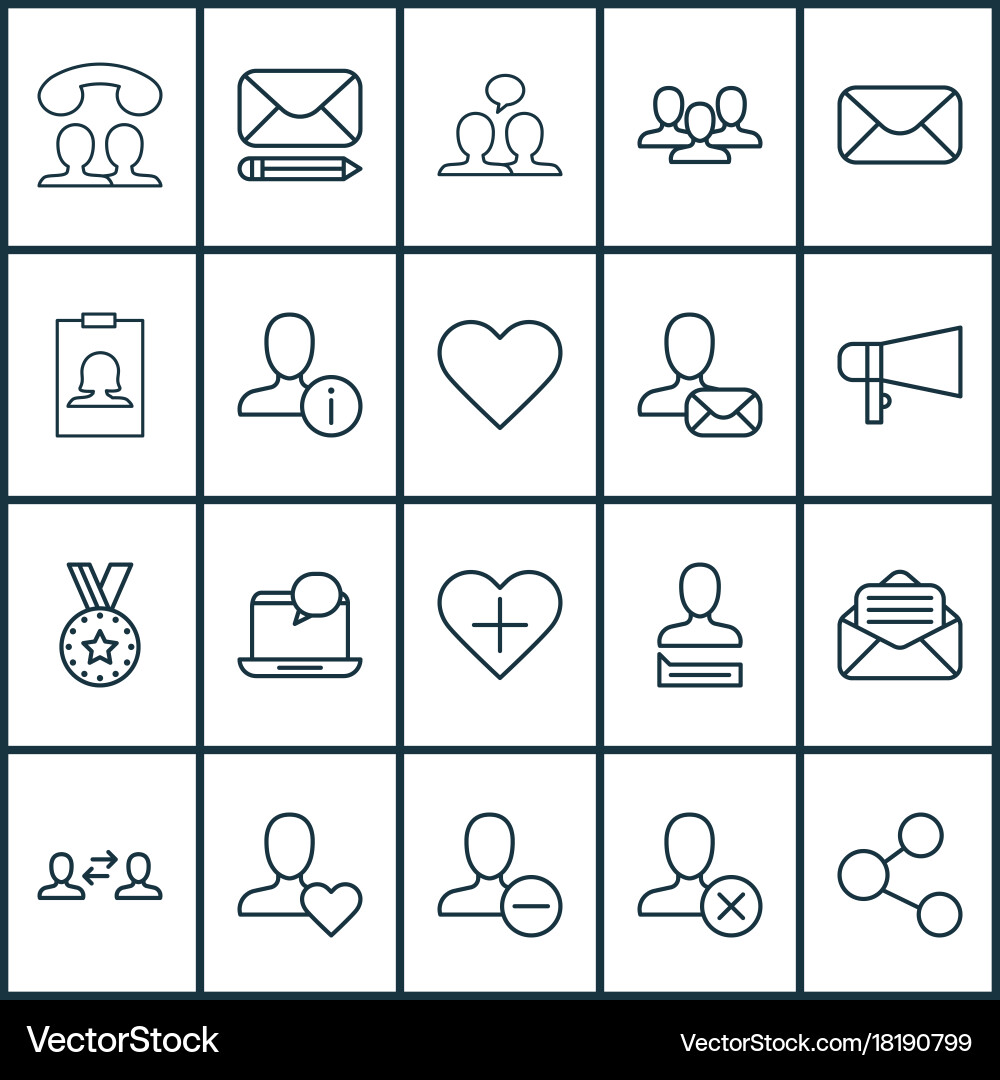 Communication icons set collection of call add vector image