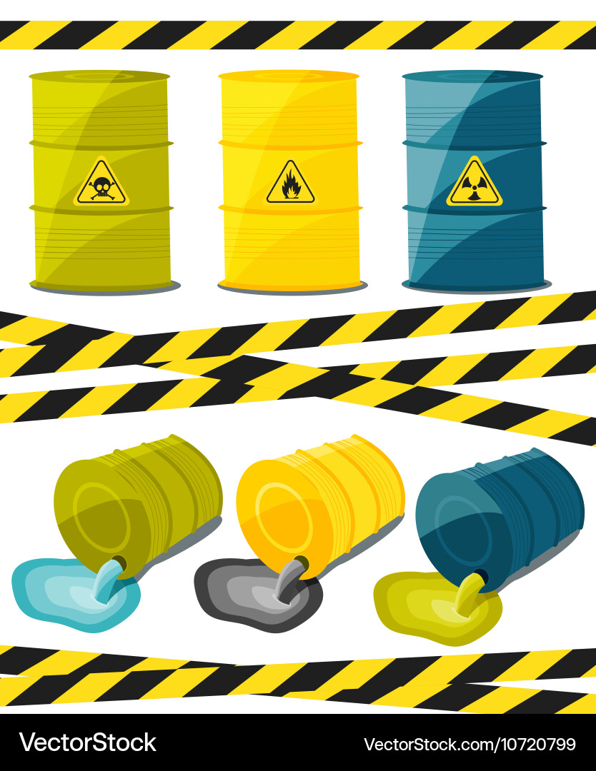 Containers with explosive and reactive substances vector image