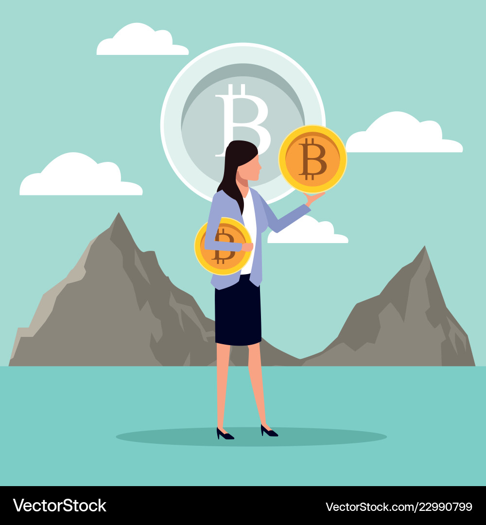 Digital mining bitcoin Digital mining bitcoin vector image