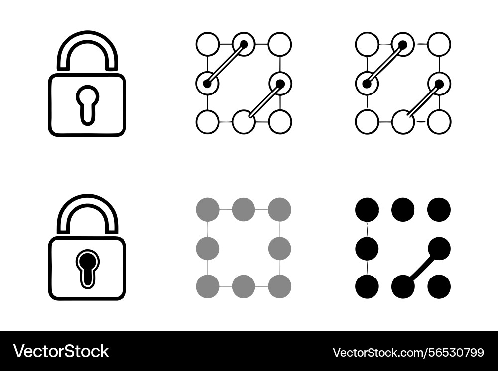 Digital pattern lock icon with a hand unlocking vector image
