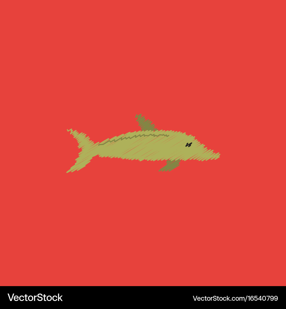Dolphin delphinus delphis in hatching style vector image