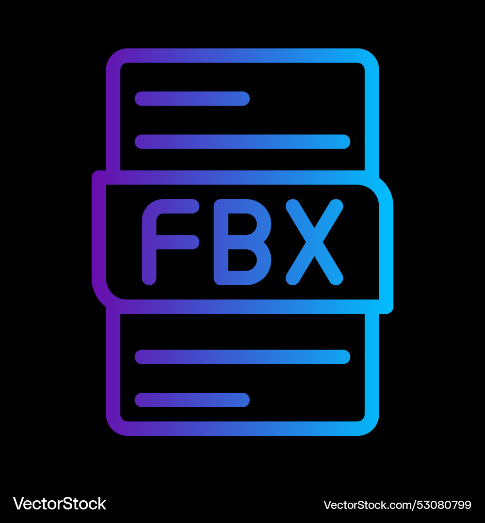 Fbx file document gradient icon simple Fbx file document gradient icon simple Vector Image