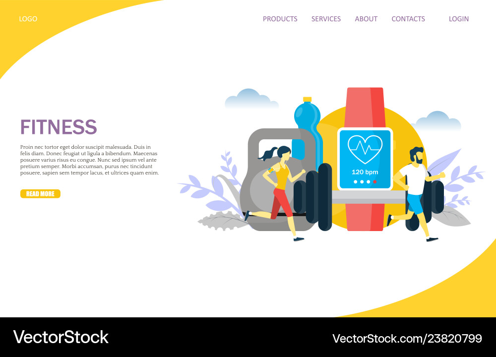 Fitness website landing page design Fitness website landing page design vector image