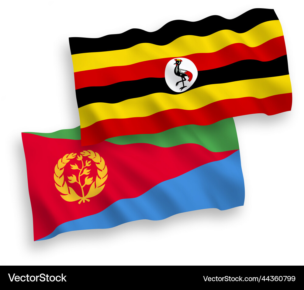 Flags of eritrea and uganda on a white background Flags of eritrea and uganda on a white background vector image