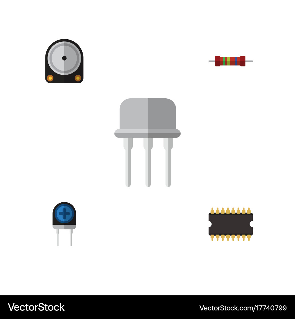 Flat icon technology set of microprocessor Vector Image