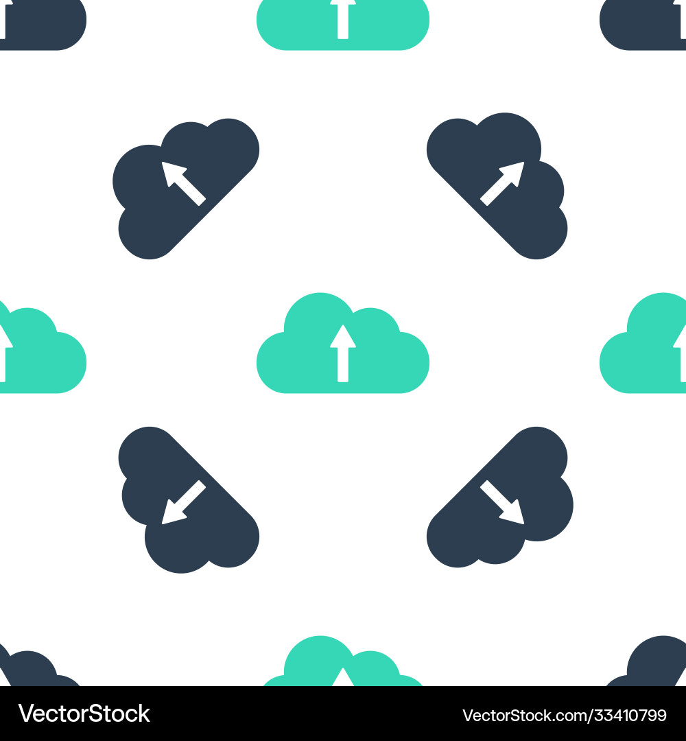 Green cloud upload icon isolated seamless pattern Green cloud upload icon isolated seamless pattern vector image