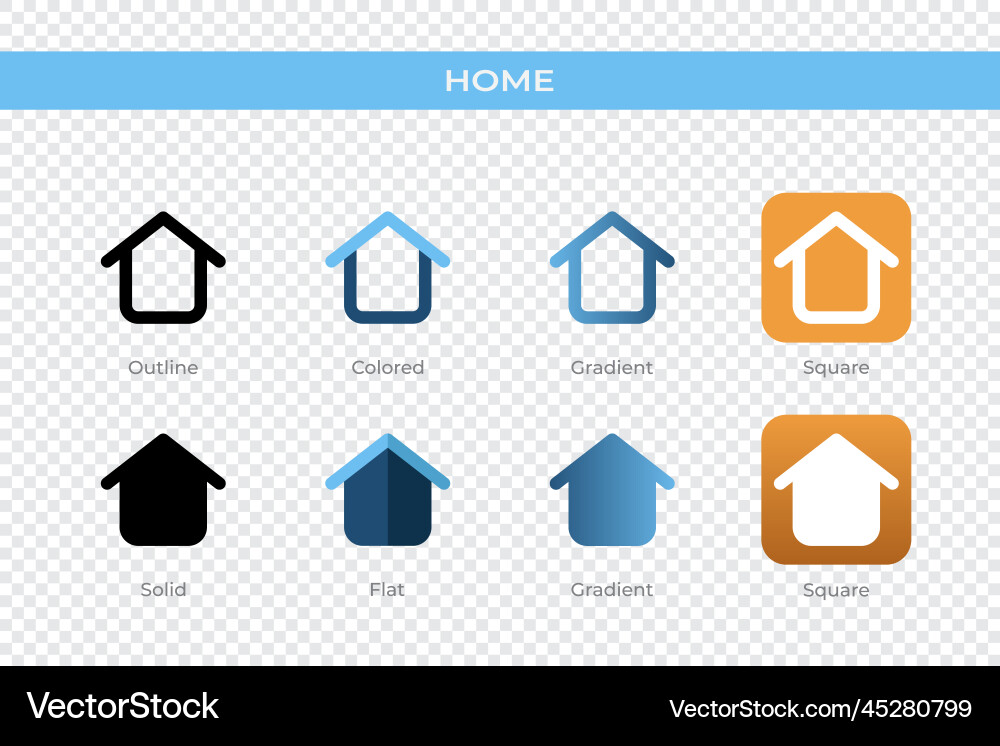 Home icon in different style icons designed Home icon in different style icons designed Vector Image