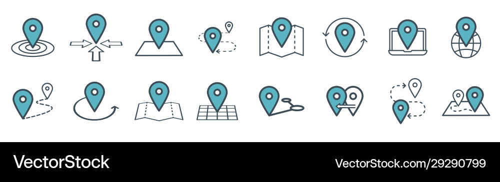Map Pin Icon Set - Location Symbols Royalty Free Vector
