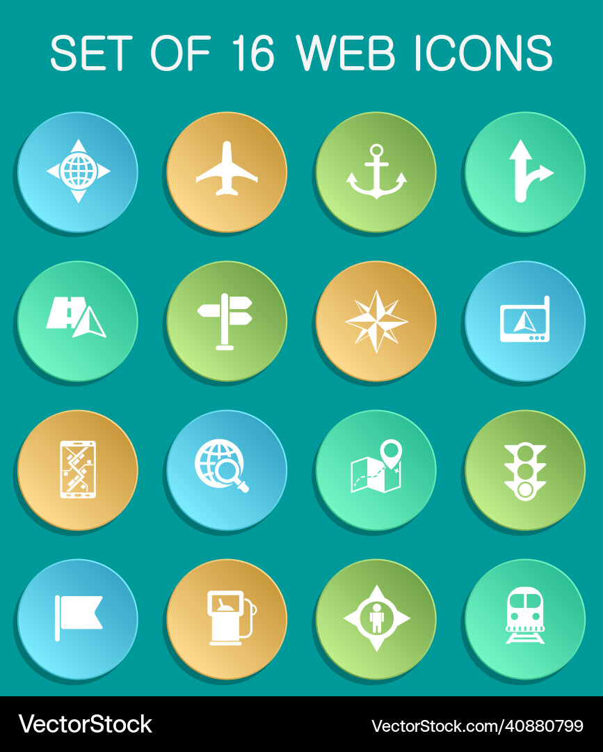 Navigation web icons on colorful round Vector Image