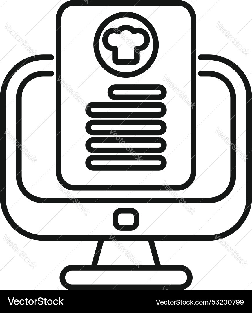 Online restaurant menu displaying on computer Online restaurant menu displaying on computer vector image