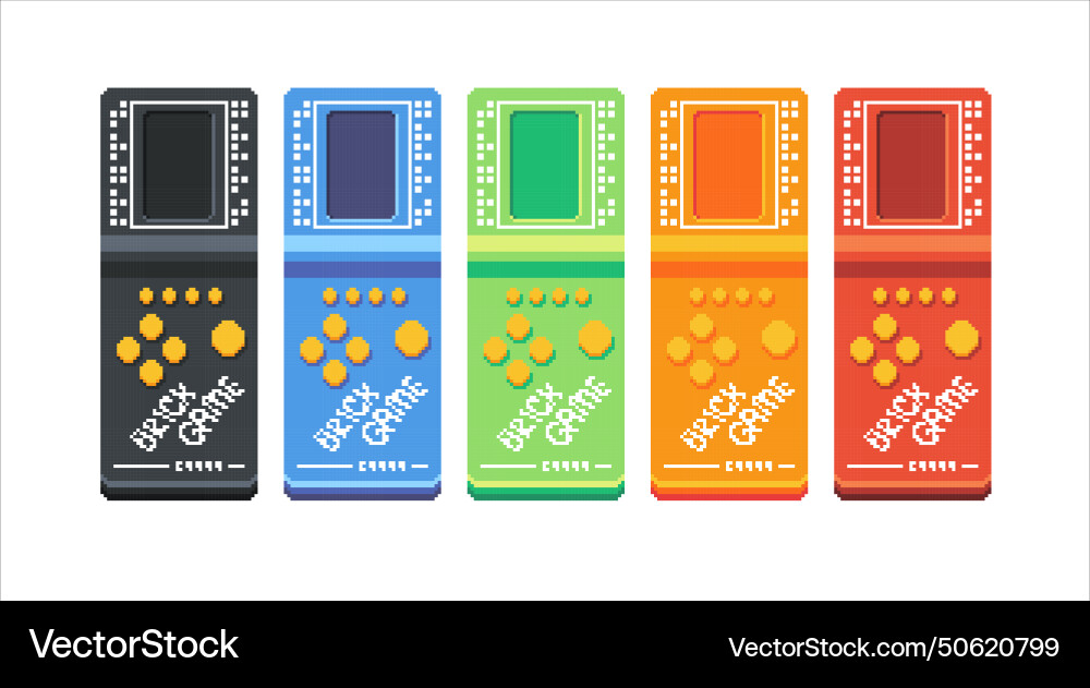 Pixel game consoles tetris of different colors Vector Image