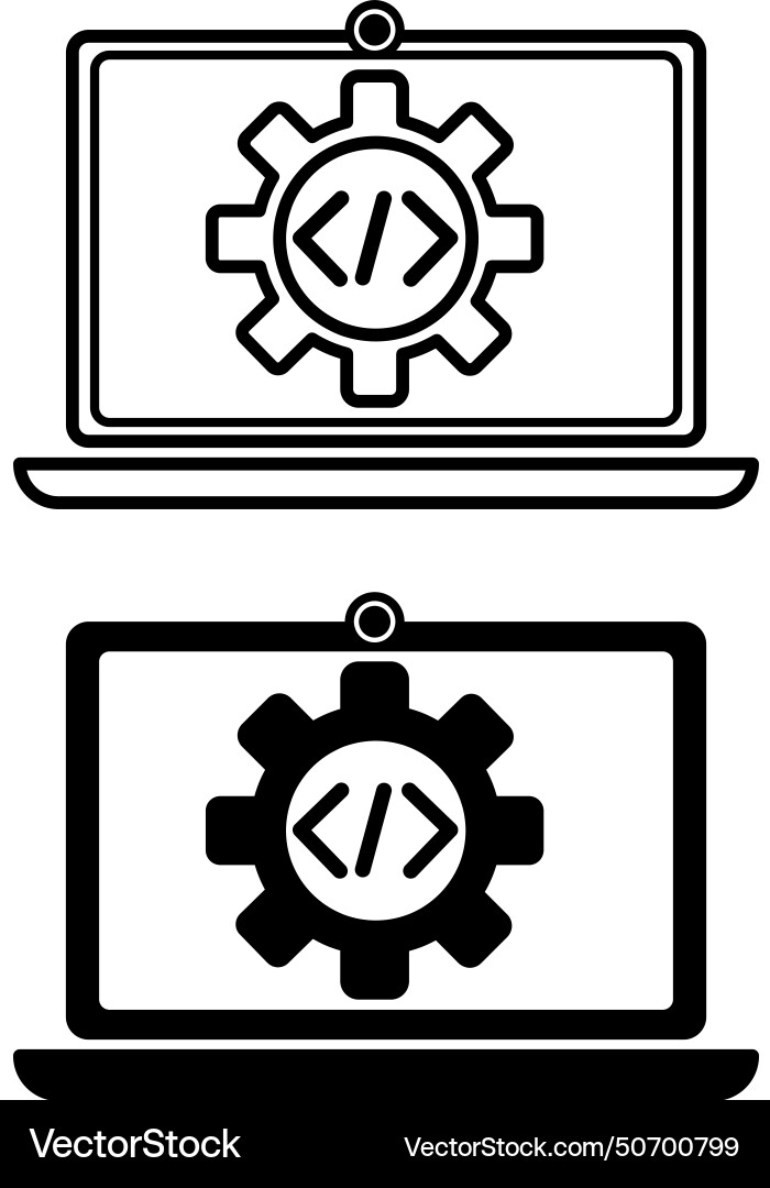 Programming icons black and white Royalty Free Vector Image