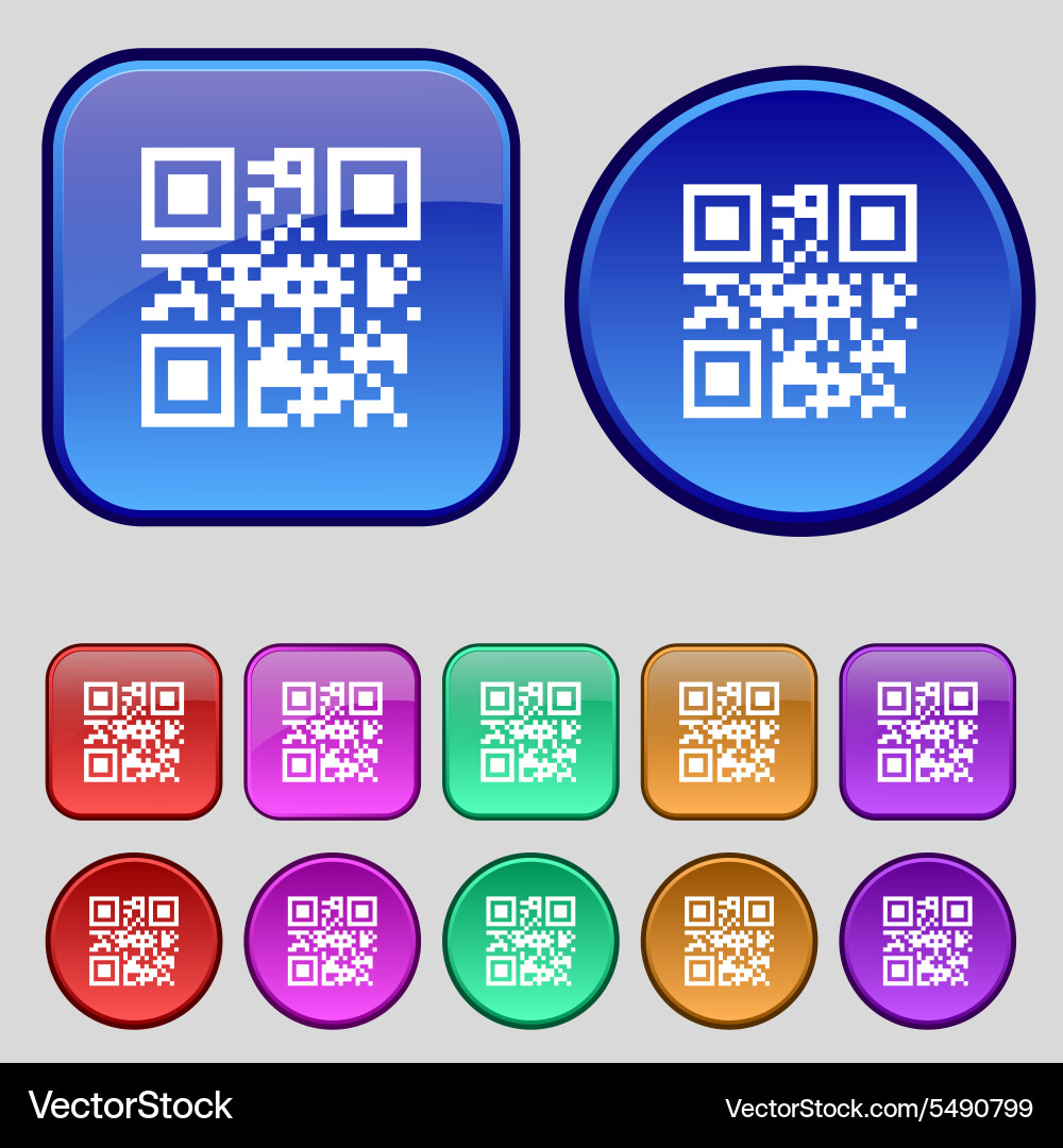 Qr code icon sign a set of twelve vintage buttons vector image