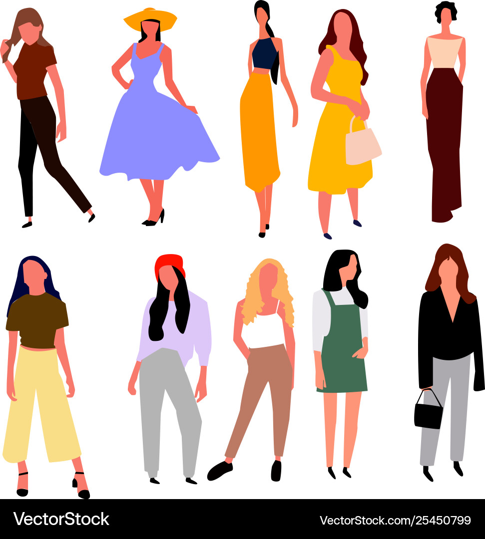 Schöne junge Frauen in Modekleidung Schöne junge Frauen in Modekleidung vektorbild