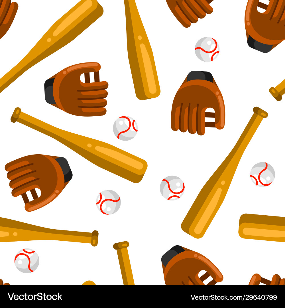 Seamless pattern with baseball gloves balls vector image