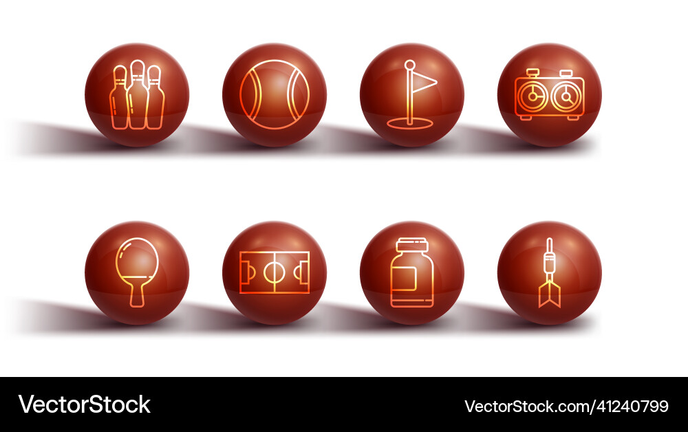 Set line bowling pin racket for playing table Set line bowling pin racket for playing table vector image