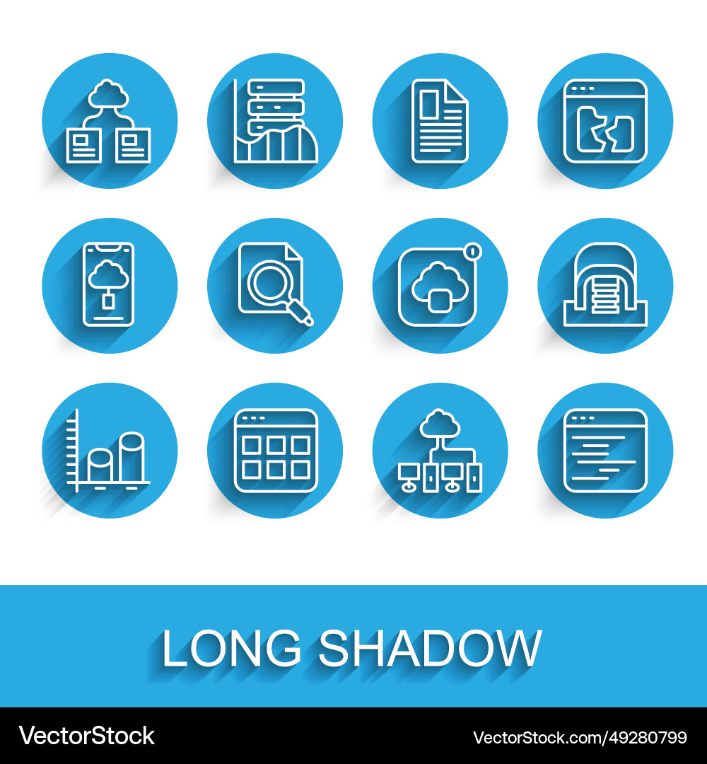 Set line data analysis browser files cloud Set line data analysis browser files cloud Vector Image