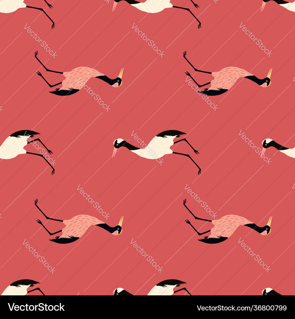 Simple seamless pattern with crane bird elements Simple seamless pattern with crane bird elements vector image