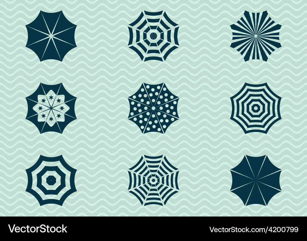Umbrella icons Royalty Free Vector Image - VectorStock