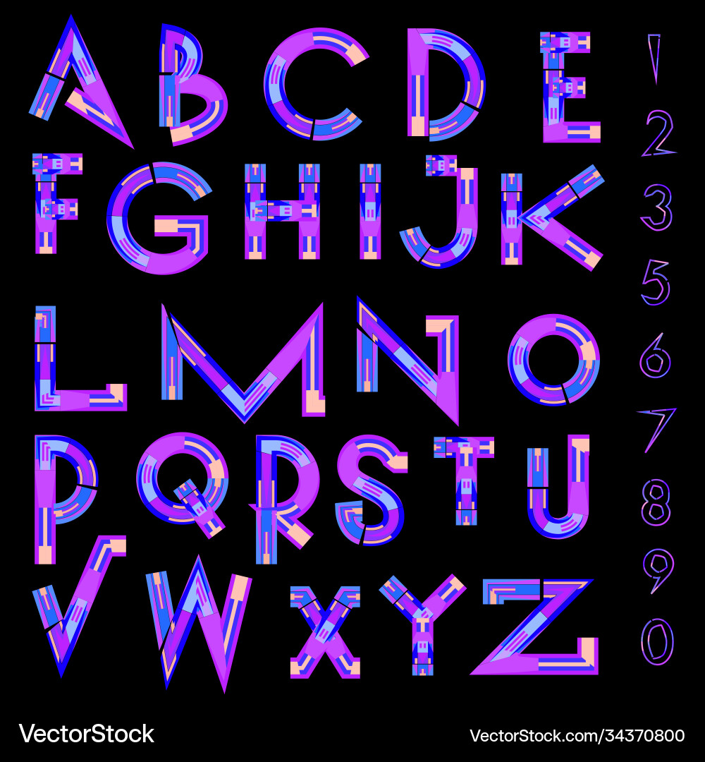 Abstract colorful font and alphabet Abstract colorful font and alphabet vector image