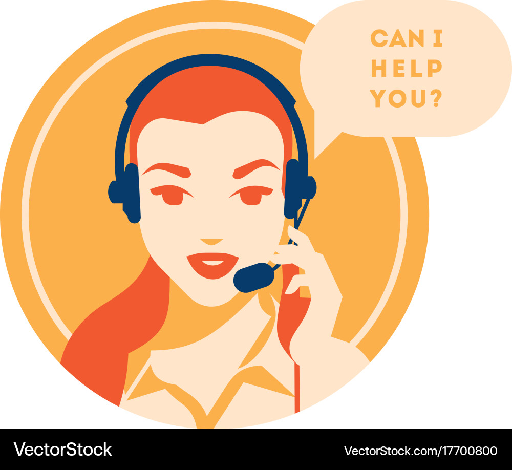 Call center operator with headset icon client vector image