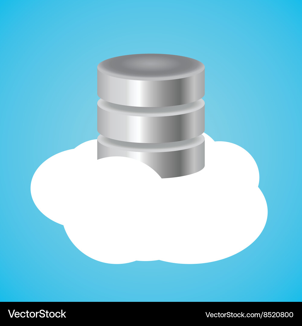 Cloud database with clouds and data base vector image