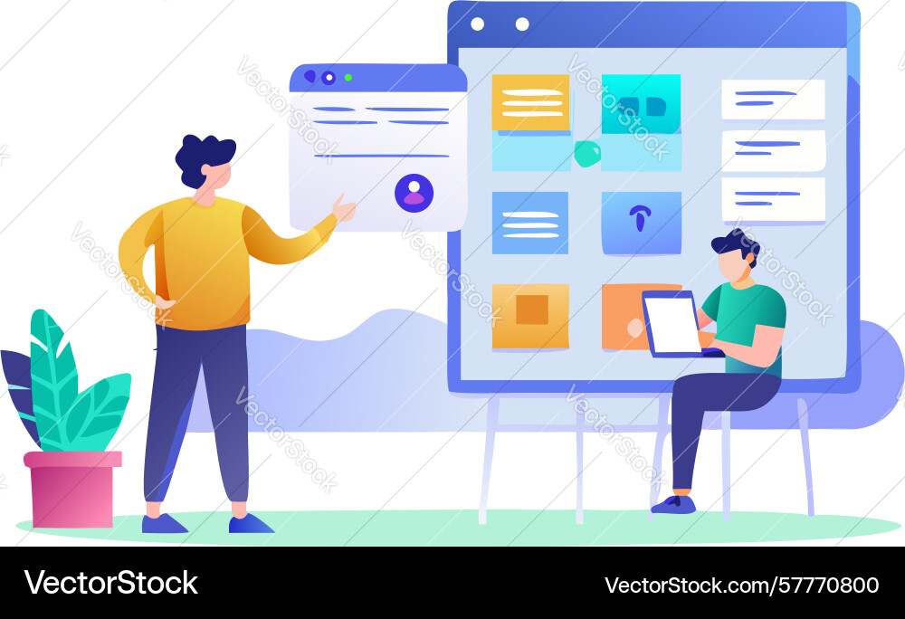 Collaborative digital workspace and project vector image