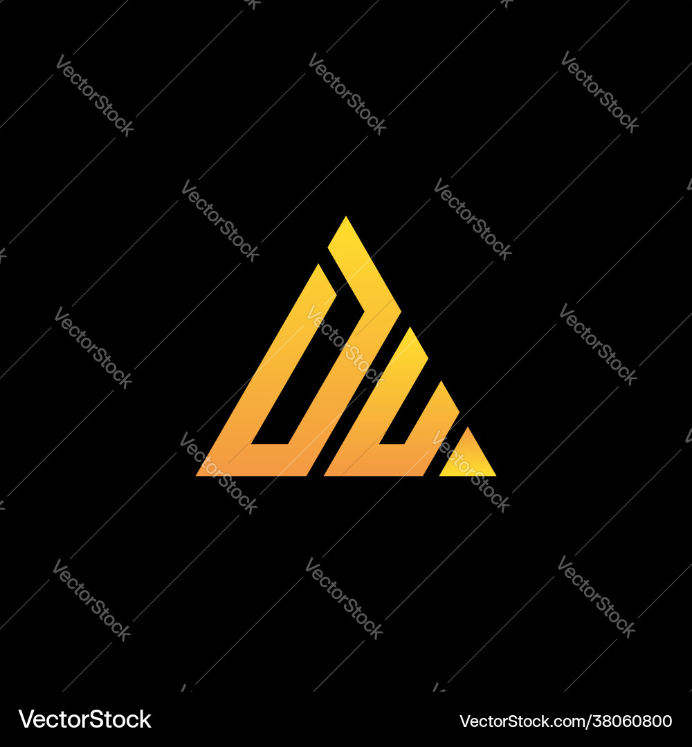 D u monogram initial logo with a yellow triangle vector image
