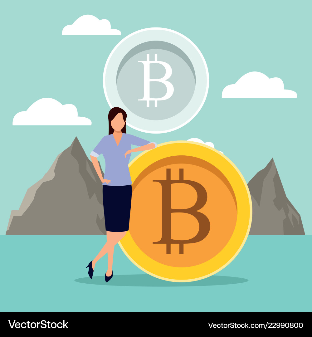 Digital mining bitcoin Digital mining bitcoin vector image
